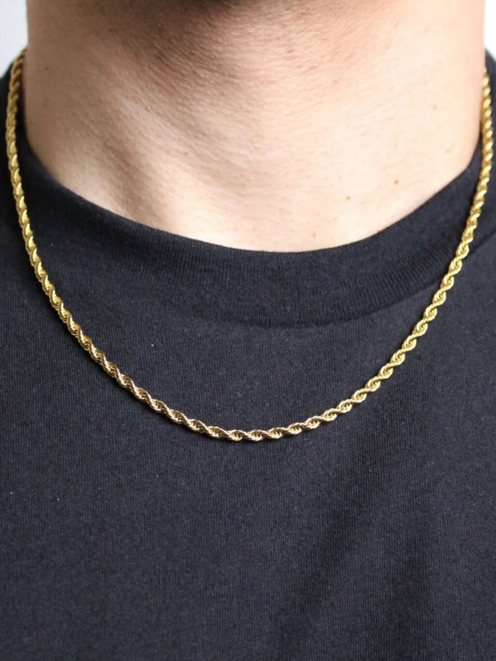Gold 3mm Rope Chain Necklace 20